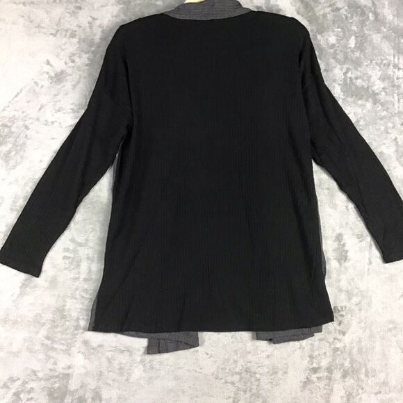 Bobeau Women’s Small Open Front Cardigan Gray Black Colorblock Waffle Knit - Picture 13 of 14